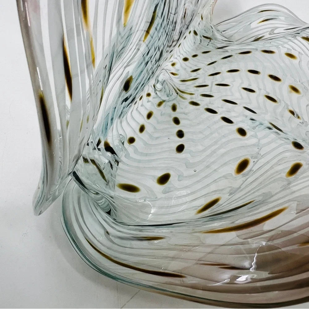 Signed LaChaussee Art HandBlown Glass Clam Shell Sculpture Artist Signed 10" W - Picture 13 of 16